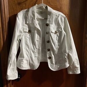Christopher & Banks White Denim Jean Jacket Classic Style